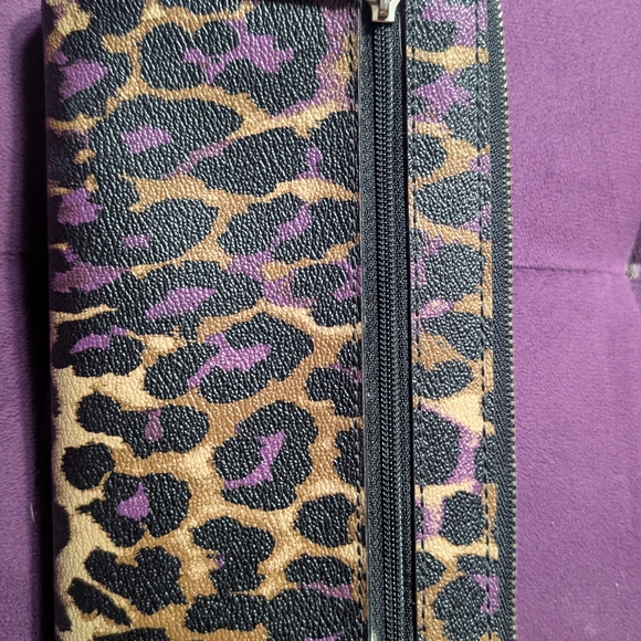 Coach Leopard Print Wallet - Purple and Tan - Picture 3 of 6